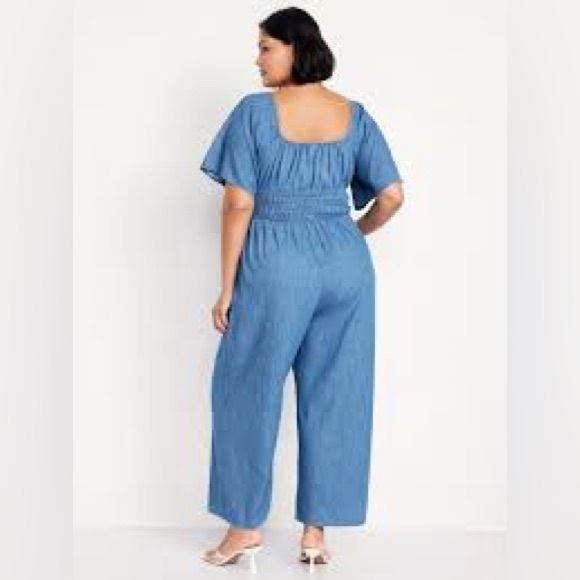 Old navy // waist defined smocked jumpsuit denim - Picture 4 of 5